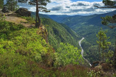Ravnejuv uçurumu Norveç 'te panoramik çekim