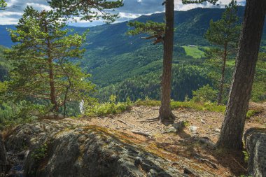 Ravnejuv uçurumu Norveç 'te panoramik çekim