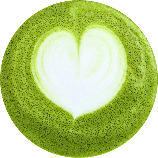 Latte Art mit japanischem Matcha aus grünem Tee, isoliert auf weißem Hintergrund — Stockfoto