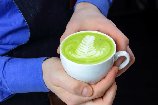 Arte latte com chá verde Matcha — Fotografia de Stock