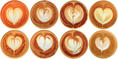 Latte sanat kahve beyaz arka planda izole