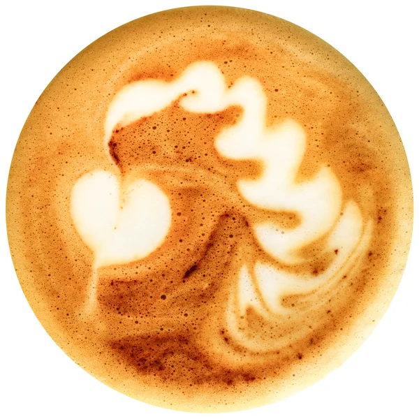 Latte Art Kaffee isoliert auf weißem Hintergrund — Stockfoto