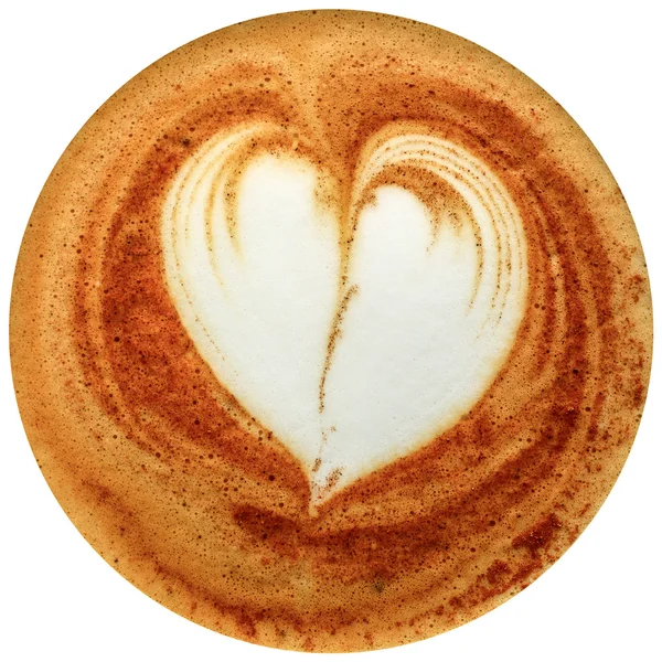 Latte art café isolé en fond blanc — Photo