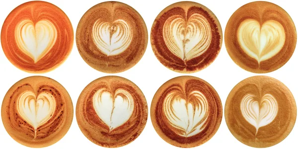 Latte sanat kahve beyaz arka planda izole