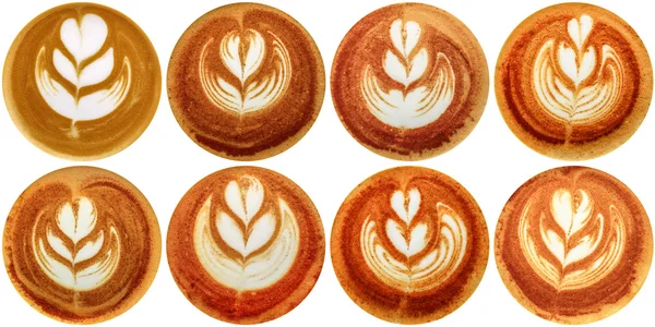 Latte sanat kahve beyaz arka planda izole