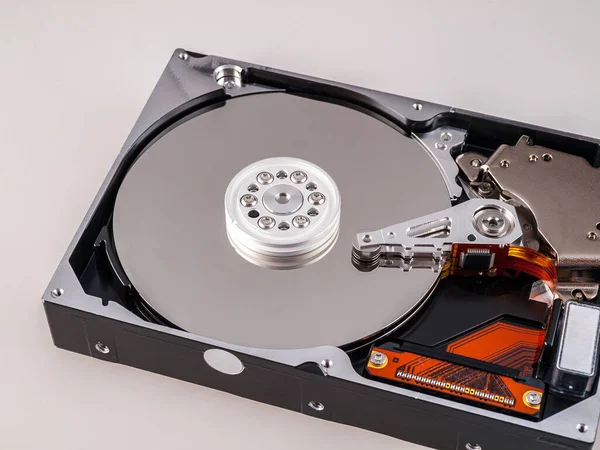 Mechanical Movable Hard Disk Magnetic Head Disassembled State View Drive — Stock Photo, Image