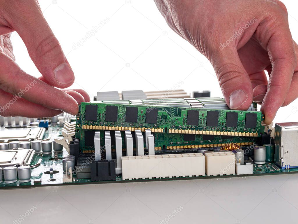 installing RAM modules in the computer motherboard, replacing and repairing computer components, increasing the amount of random access memory