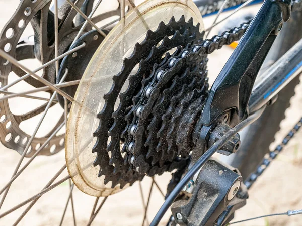 Fiets Achterste Derailleur Tandwielen Close Speed Bike Mtb Mountainbike Vervanging — Stockfoto