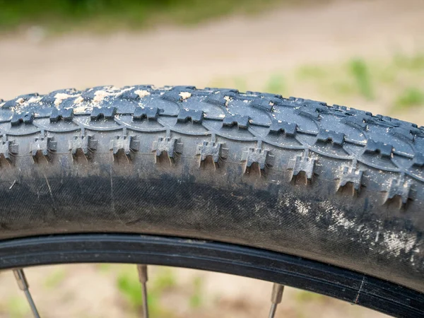 Cykeldäck Med Stor Slitbana Närbild Mtb Mountainbike Cykelgummi — Stockfoto