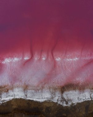 Pembe gölün yüzeyi