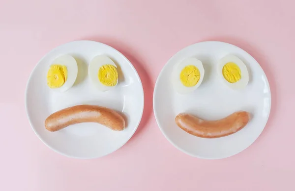 emoticons with boiled eggs and sausages