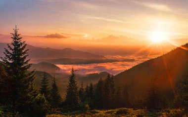 sunset among the Carpathian mountains clipart