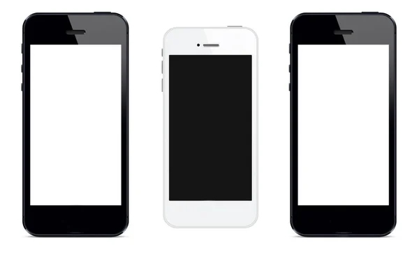 Smartphones Med Vita Och Mörka Skärmar Vit Bakgrund Stockbild