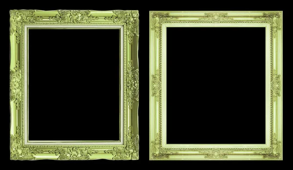 2 收集古董绿色框架孤立在黑色背景下，c — 图库照片