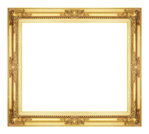 Quadro dourado antigo isolado no fundo branco, caminho de recorte — Fotografia de Stock