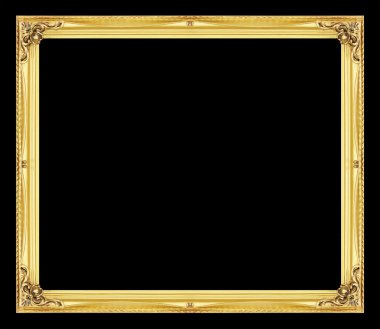 Siyah arka plan üzerine izole antika altın çerçeve
