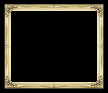 Siyah arka plan üzerine izole antika altın çerçeve