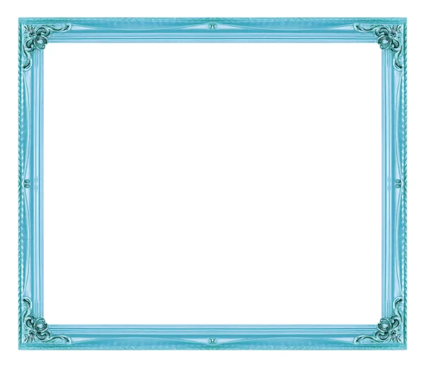 Антикварная фотография голубая рамка на белом фоне — стоковое фото