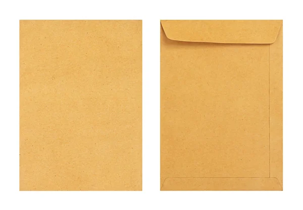Clipp、白地に茶色の封筒前面と背面を分離します。 — ストック写真