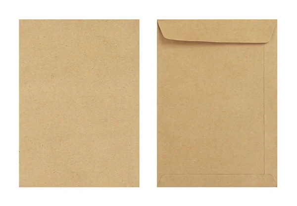 Clipp、白地に茶色の封筒前面と背面を分離します。 — ストック写真