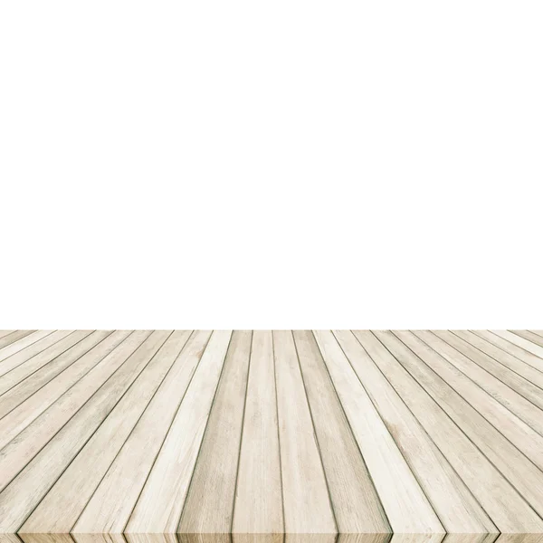 白い背景がある、視点の床に木の板ブラウン. — ストック写真