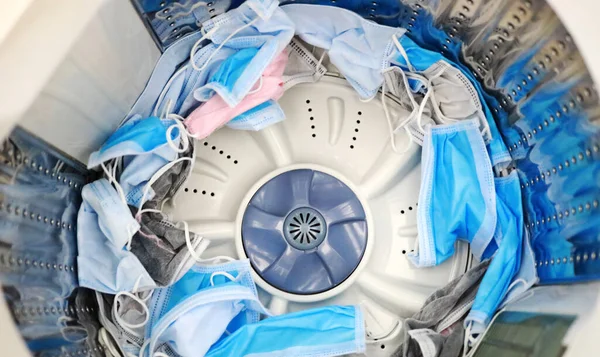 Washable face mask in a washing machine.