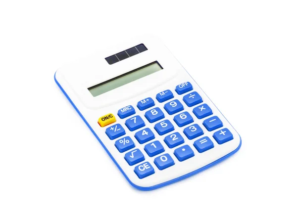 Modrá kalkulačka na bílém pozadí — Stock fotografie
