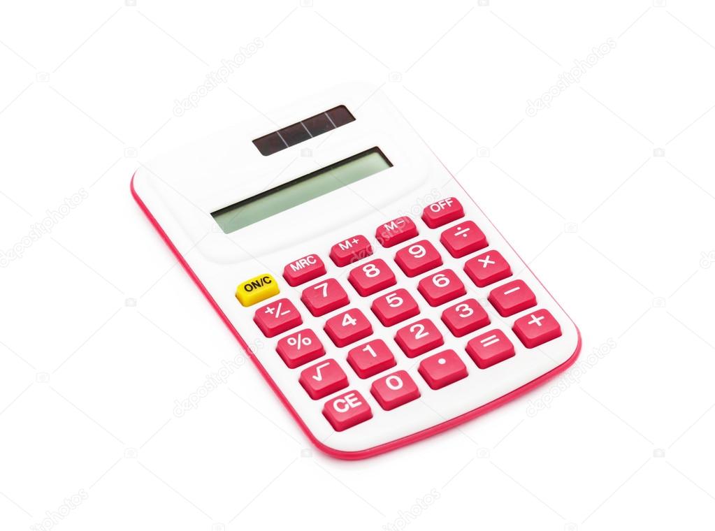 red calculator on White Background 