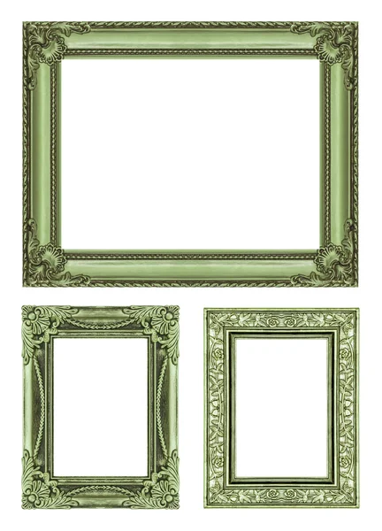 Set 3 de marco verde vintage con espacio en blanco, ruta de recorte . — Foto de Stock