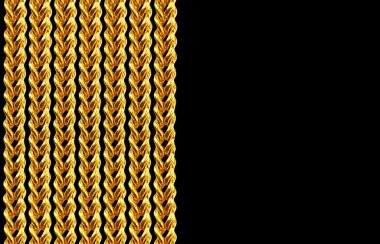 Gold chain necklace isolated on black, closeup , for background. clipart