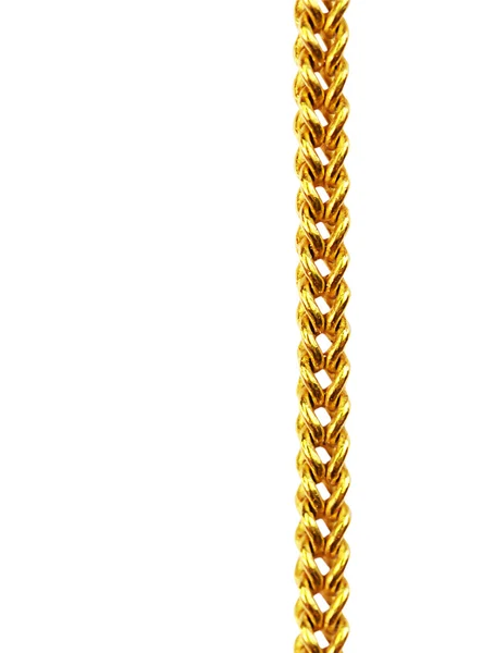 Gold chain necklace isolated on white, closeup , clipping path. — Stock Photo, Image