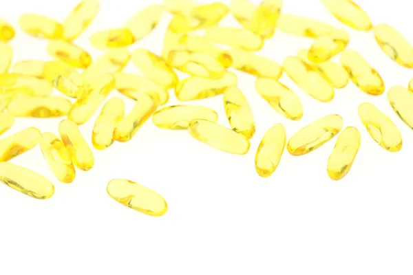 Fish oil capsules on white background — Stock Photo, Image