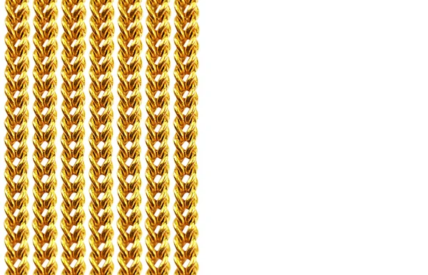 Goldkette isoliert auf weiß, Nahaufnahme, für Hintergrund. — Stockfoto