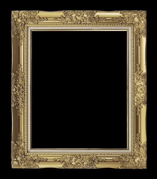 Antique golden frame isolated on black background, clipping path — Stock Photo, Image