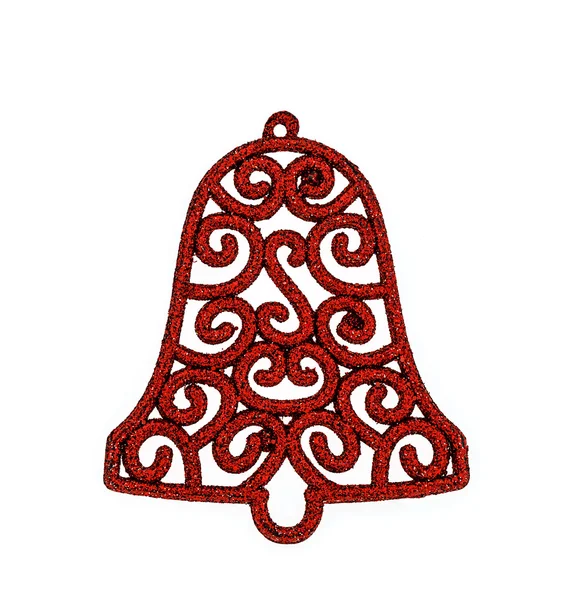 Campana rossa di Natale & accessori. isolato su sfondo bianco . — Foto Stock