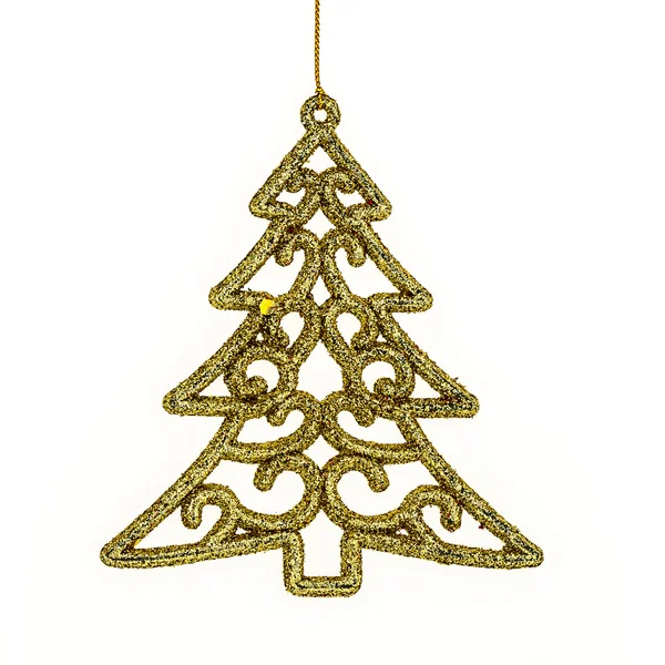 Kerstmis pine & accessoires, opknoping op witte achtergrond. — Stockfoto