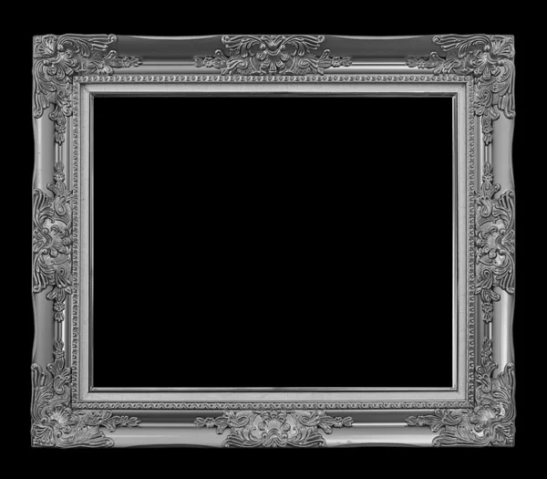 Antieke grijze frame geïsoleerd op zwarte achtergrond, uitknippad — Stockfoto