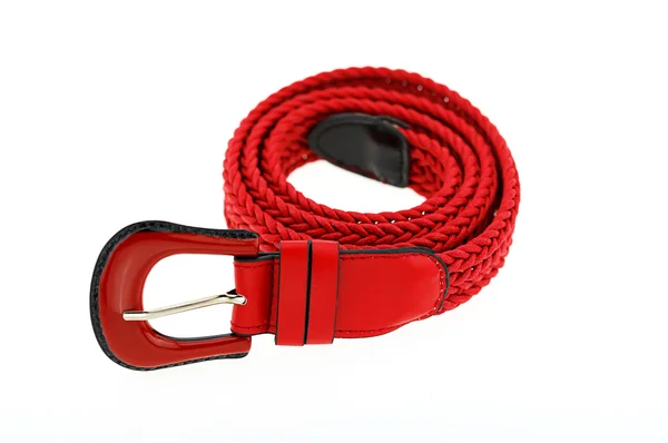 Cinturón de ganchillo mujer roja aislado sobre fondo blanco —  Fotos de Stock