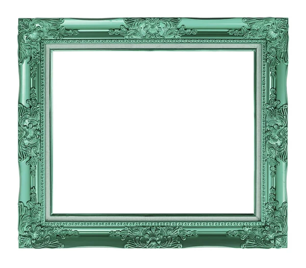 Antique green frame isolated on white background, clipping path — Stock Photo, Image