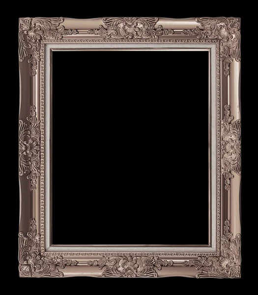 Antique brown frame isolated on black background, clipping path — Stock Photo, Image