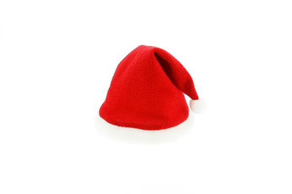 Sombrero rojo de Santa Claus aislado sobre fondo blanco — Foto de Stock