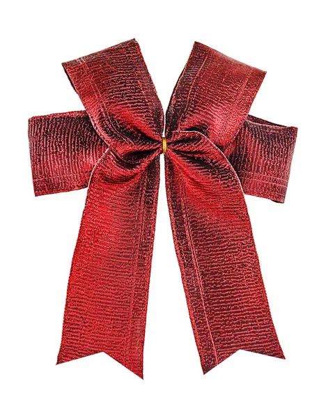 Festive red bow made of ribbon isolated on white — Stock Photo, Image