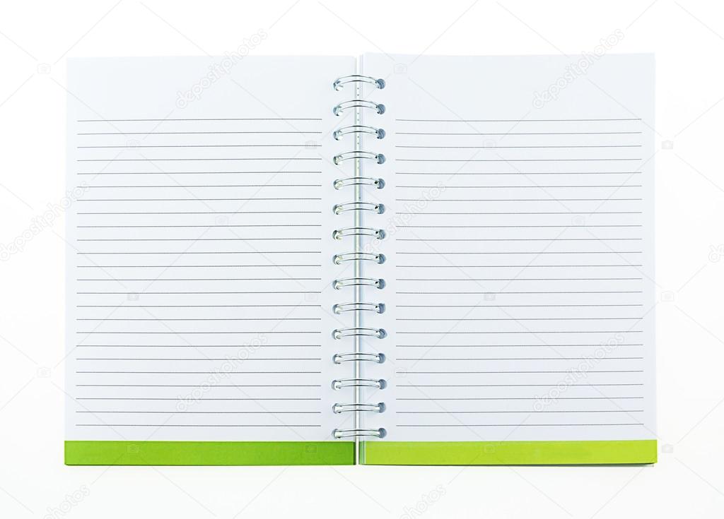 Blank note book with ring binder holes isolated on white 