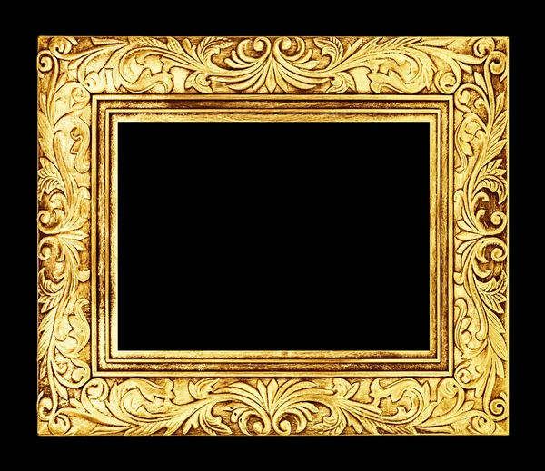 Antique golden frame isolated on black background, clipping path — Stock Photo, Image