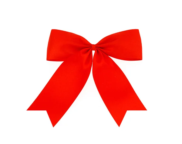 Festive red bow made of ribbon isolated on white — Stock Photo, Image