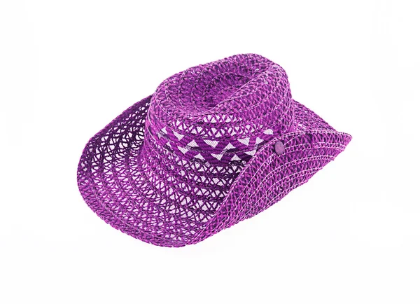 Klobouk, izolované na bílém pozadí, kovbojský klobouk purpurové barvy — Stock fotografie