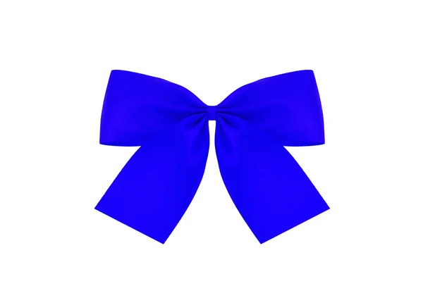 Festive blue bow made of ribbon isolated on white — Stock Photo, Image