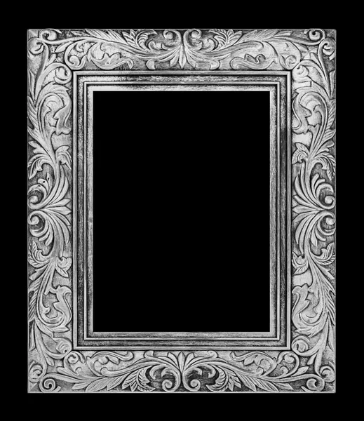 Antique gray frame isolated on black background, clipping path — Stock Photo, Image