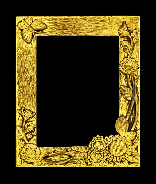 Antique golden frame isolated on black background, clipping path — Stock Photo, Image