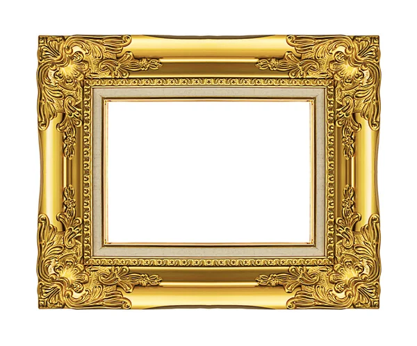 在白色背景上隔离的古老的金相框，剪切路径 — 图库照片